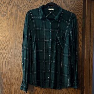 Maurices Dark Green Checkered Button-Down Shirt